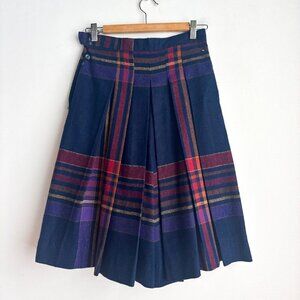 Vintage Bang Bang Plaid Wool Pleated Culottes Bermuda Shorts S